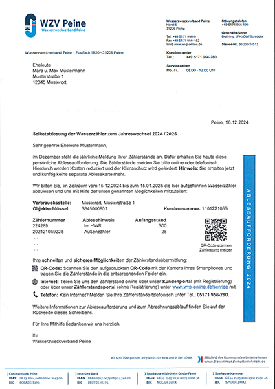 Muster Ableseaufforderung 